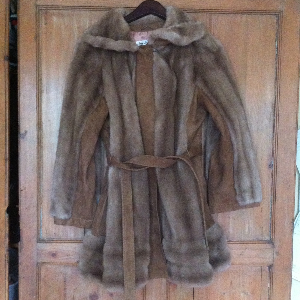 Lilli Ann faux fur and suede coat